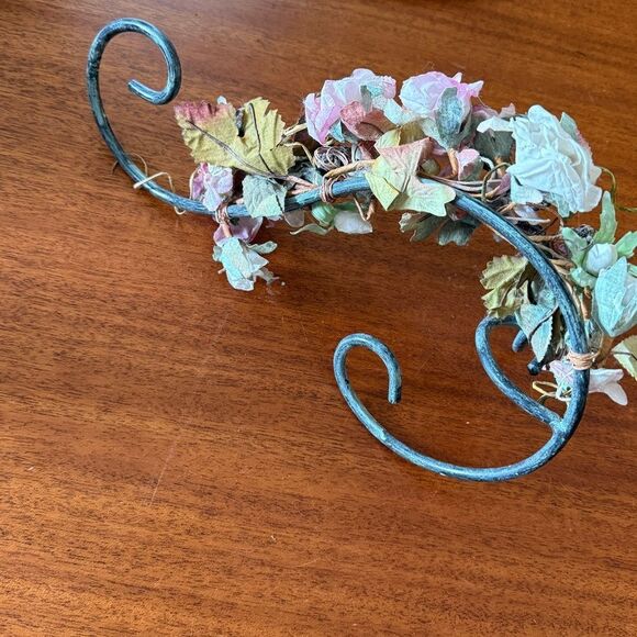 Floral Wall Candle or Vase Holder with Blue and Purple Floral Garland Accents - Picture 7 of 11